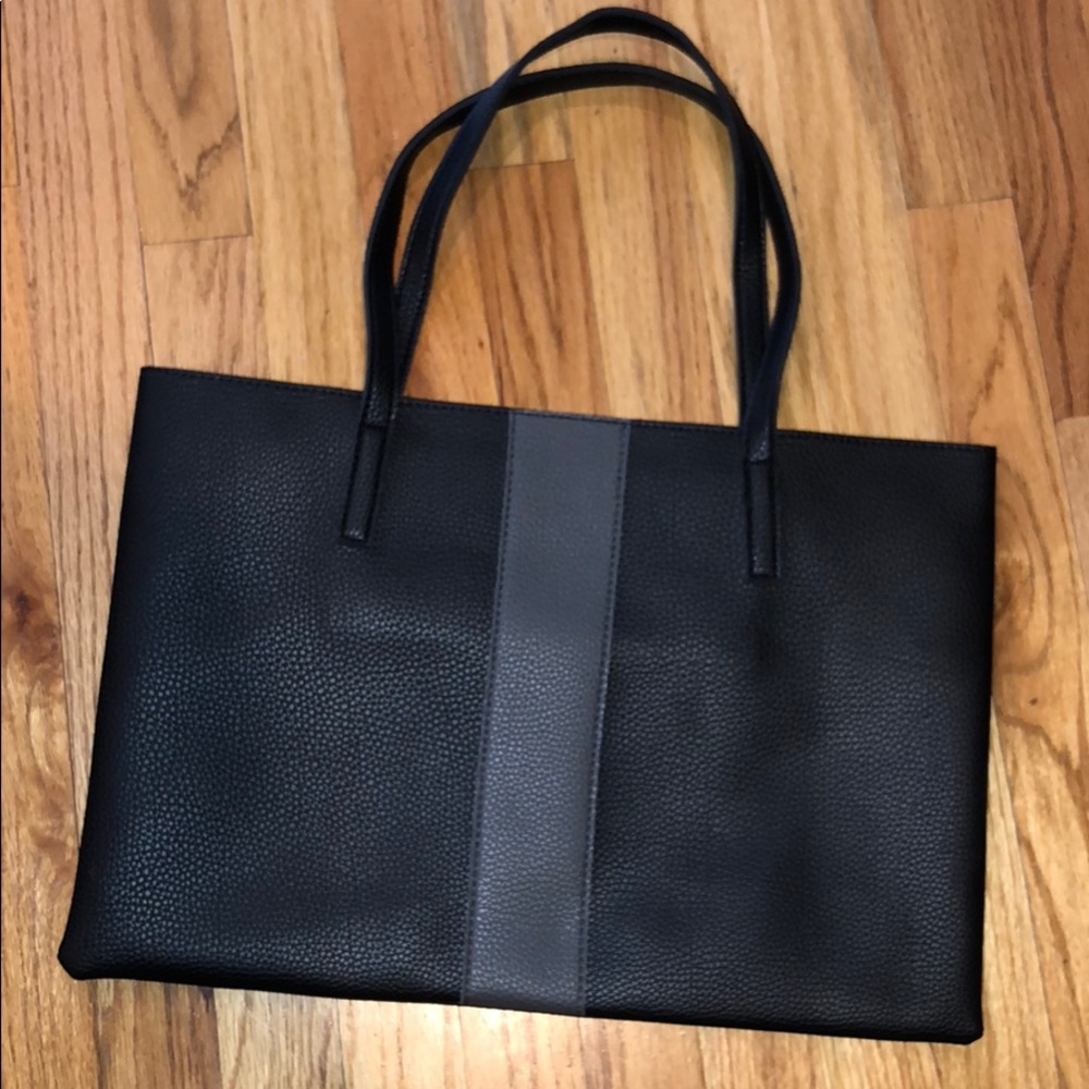 Vince Camuto Black w/ gray stripe tote bag